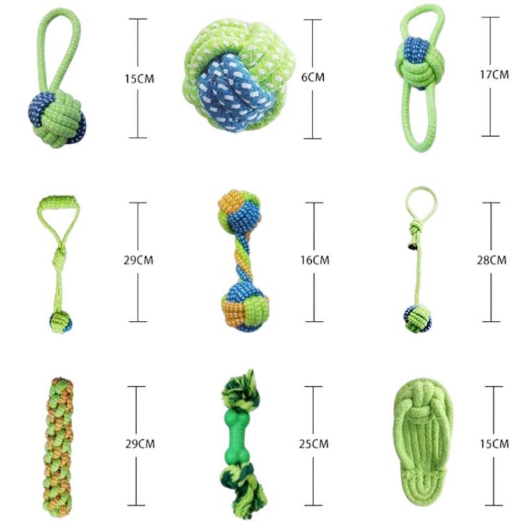 Dog Chew Rope For Teeth Grinding & Interactive Play Pet Cotton Rope Toy, 9pcs /Set