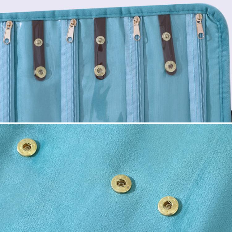 Roll-Up Velvet Jewelry Organizer Bag, Multi-Compartment Storage for Gold Necklaces, Bracelets & Accessories