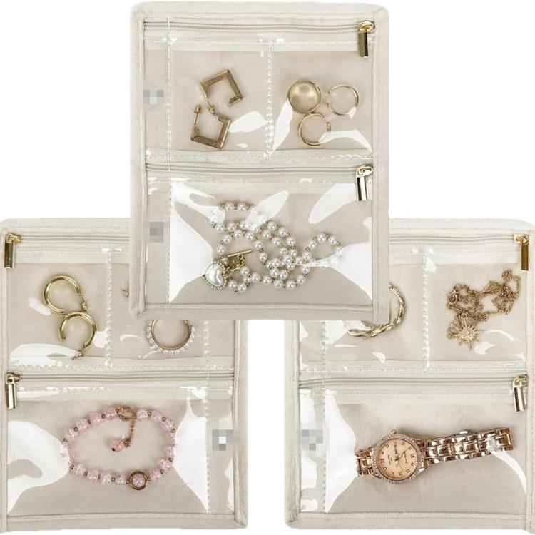 Jewelry Carry Case with 5 Clear Zipper Pages Ring Earring Necklace Organizer