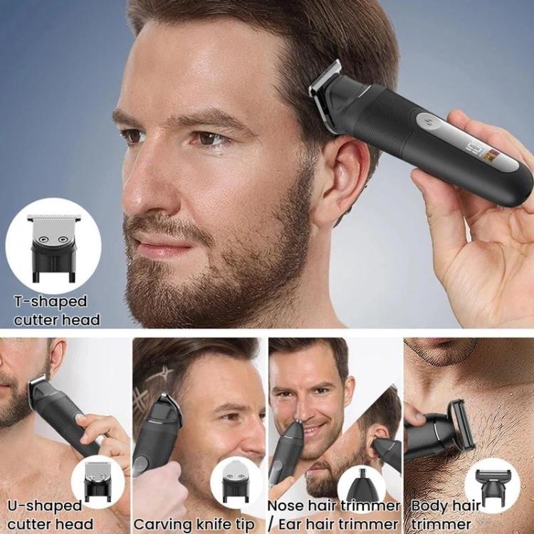 YJ-102 5 In 1 Multifunctional Men Hair Trimmer With Light IPX6 Waterproof For Hair & Nose Trimming, YJ-102