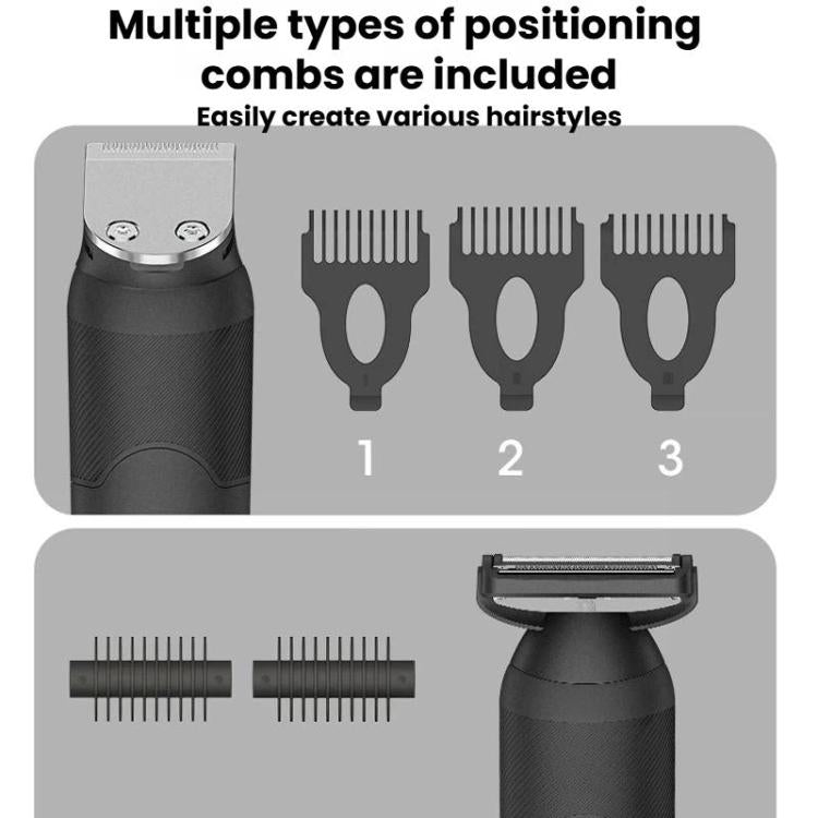 YJ-102 5 In 1 Multifunctional Men Hair Trimmer With Light IPX6 Waterproof For Hair & Nose Trimming, YJ-102
