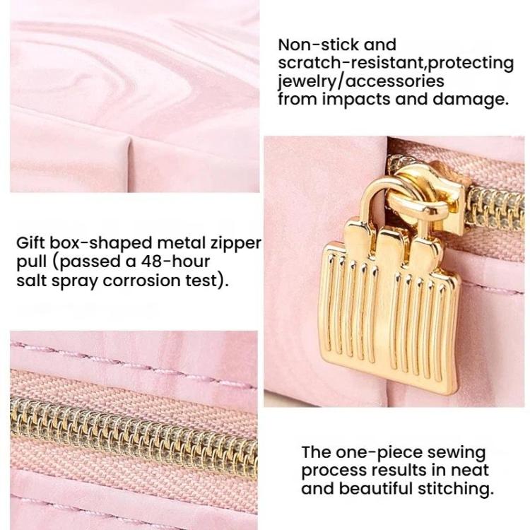 Portable Travel Jewelry Organizer Pouch with Water Ripple Velvet Leather Texture for Earrings, Necklaces, Rings and Accessories