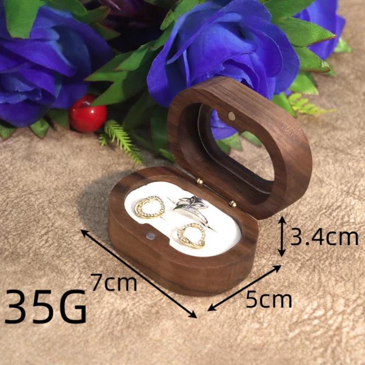 Solid Walnut Wood Jewelry Storage Box With Oval Acrylic Window For Engagement Rings, Earrings, And Accessories, Single-Slot Beige, Single-Slot Black, Single-Slot Brown, Single-Slot Coffee, Double-Slot Beige, Double-Slot Black, Double-Slot Brown        ...
