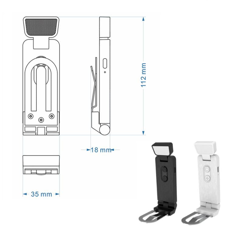 Mini USB Portable Bookmark Lamp Clip-on LED Eye-protection Desk Lamp, 200mAh Black, 200mAh White