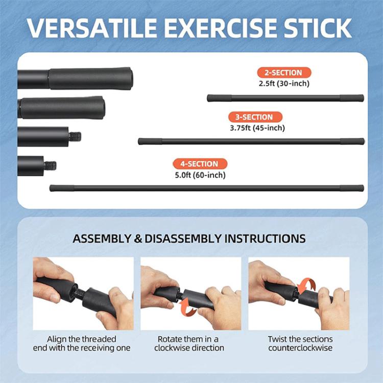 Multi-Function Yoga Stick Metal Portable Exercise Bar Fitness Auxiliary Tool
