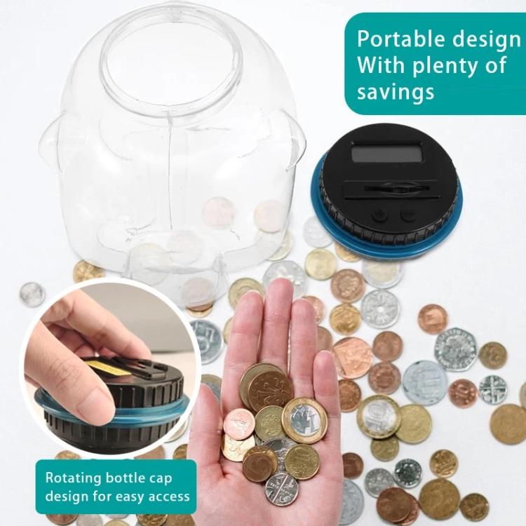 1.6L Piggy Bank Electronic Counting Coin Bank, US Dollar, Euro, British Pound, Taiwan Dollar, Japanese Yen, Mexican Peso, Canadian Dollar, Swiss Franc, Polish Z?oty, Russian Ruble