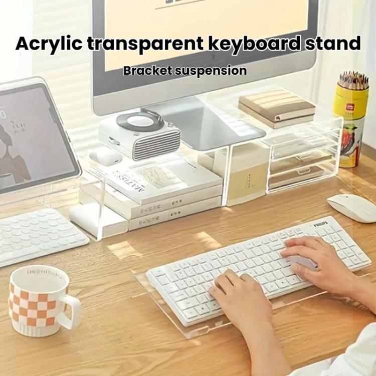 Acrylic Desktop Keyboard Stand Computer Shelf & Typing Support Bracket, Small, Large, Small With Anti-Slip Strip, Large With Anti-Slip Strip