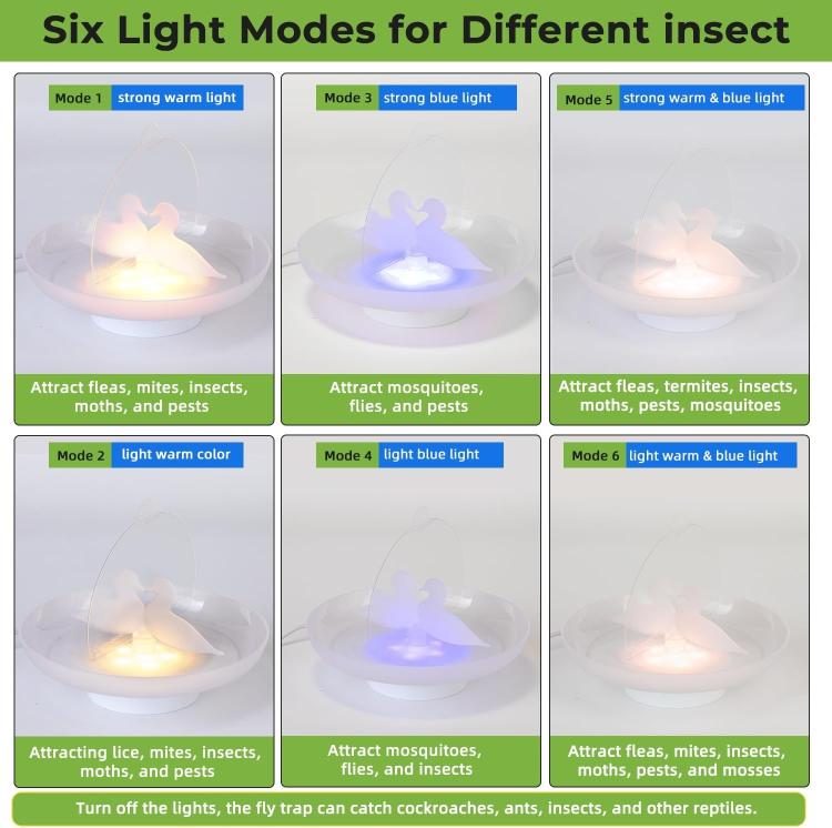 Flea & Mosquito Trap USB/AAA Battery Powered Indoor/Outdoor Insect Catcher with Blue & Warm Light