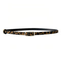 Women Dress-Embellished Denim PU Thin Belt, Leopard Print, White, Black, Light Tan