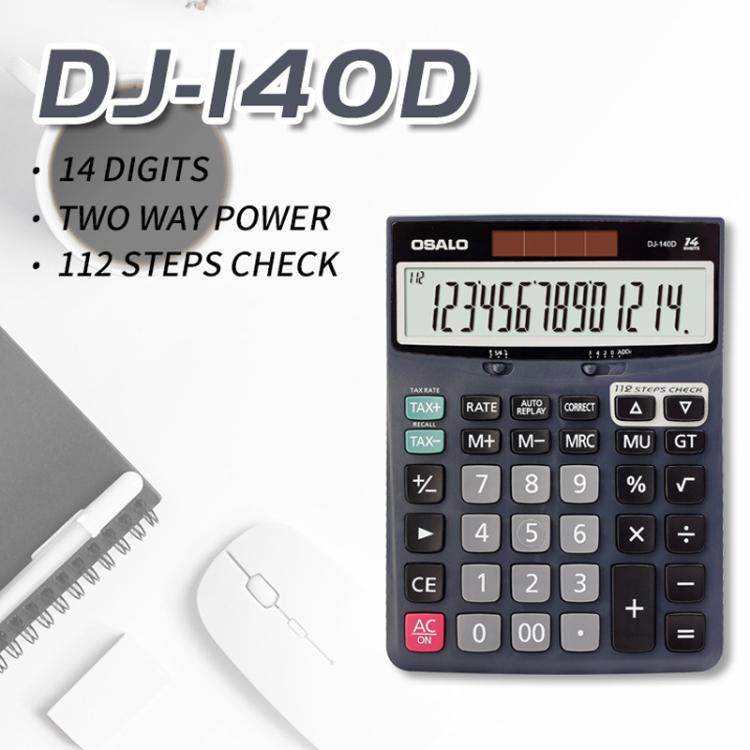 OSALO DJ-140D  Check & Correction Calculator 14 Digits with 112-Step Review Solar Power for Office Accounting and Finance, DJ-140D