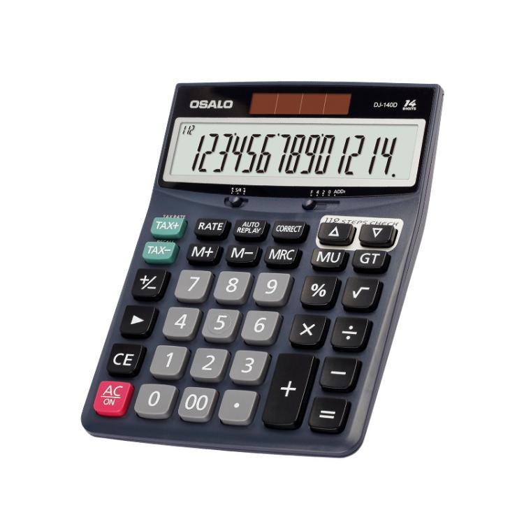 OSALO DJ-140D  Check & Correction Calculator 14 Digits with 112-Step Review Solar Power for Office Accounting and Finance, DJ-140D