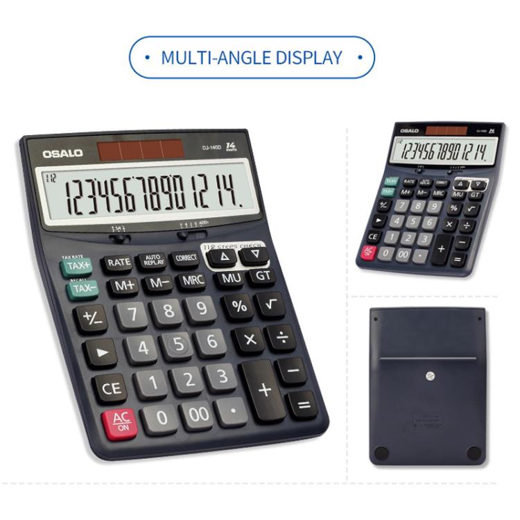 OSALO DJ-140D  Check & Correction Calculator 14 Digits with 112-Step Review Solar Power for Office Accounting and Finance, DJ-140D