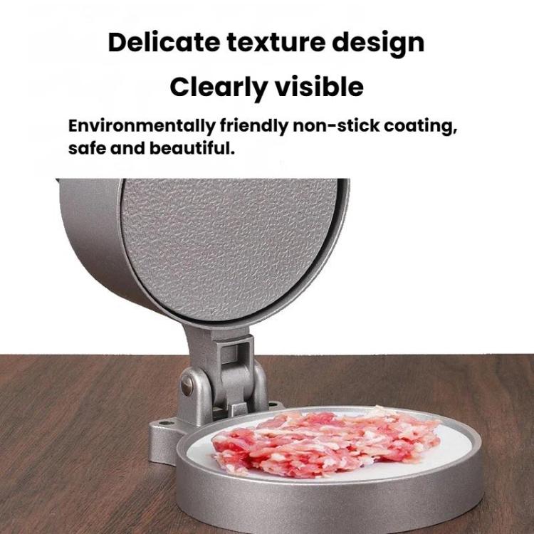 Portable Household Manual Round Meat Press Kitchen Hamburger Patty Mold, Flip Cover, Spring