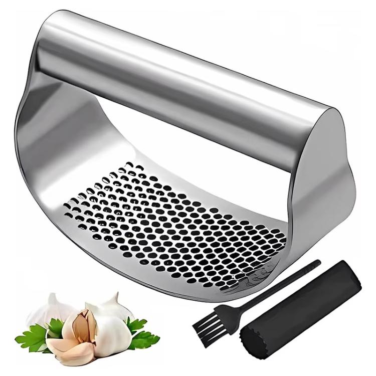Stainless Steel Curved Garlic Press Kitchen Garlic Crusher, LsCook PHZ90C 3pcs /Set 1.8cm Thick
