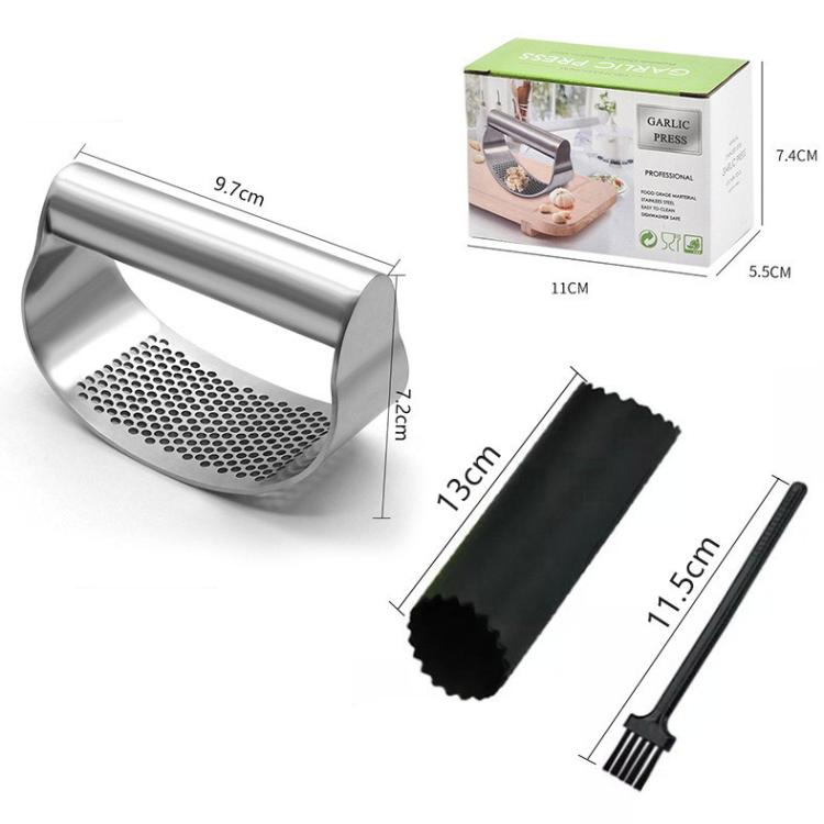 Stainless Steel Curved Garlic Press Kitchen Garlic Crusher, LsCook PHZ90C 3pcs /Set 1.8cm Thick