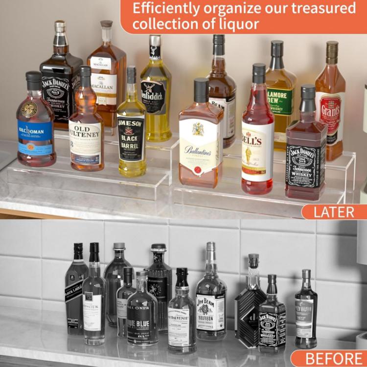 2-Tier Acrylic Wine Cabinet & Bottle Rack For Displaying Action Figures, Cakes, Perfumes, YX239