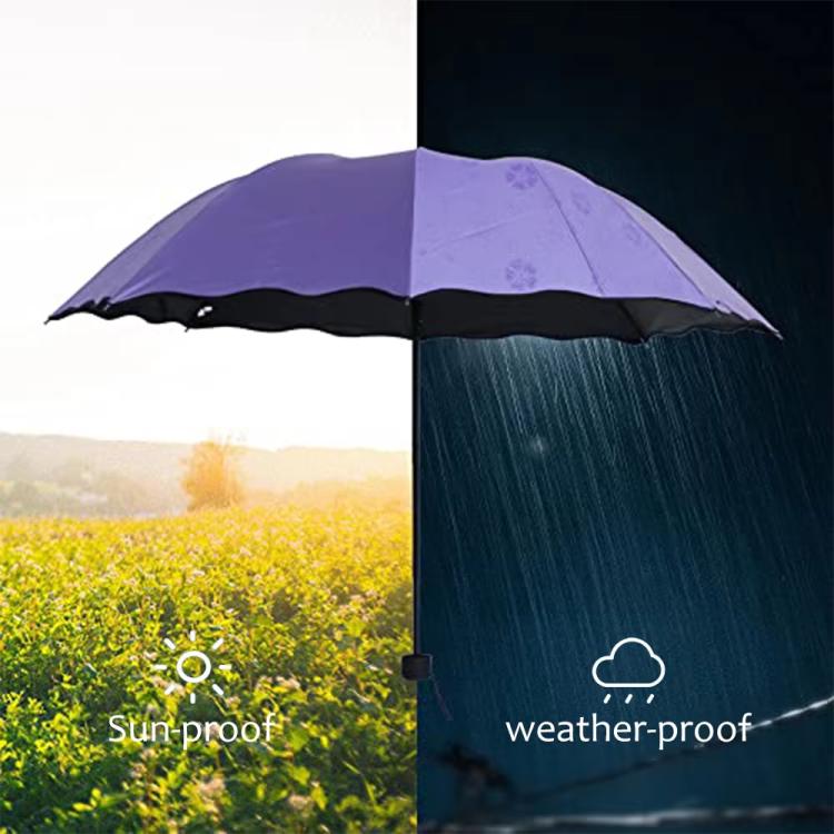Three-fold Thickened Black Vinyl Sunshade Umbrella Blooms When Wet For Both Sunny and Rainy Days