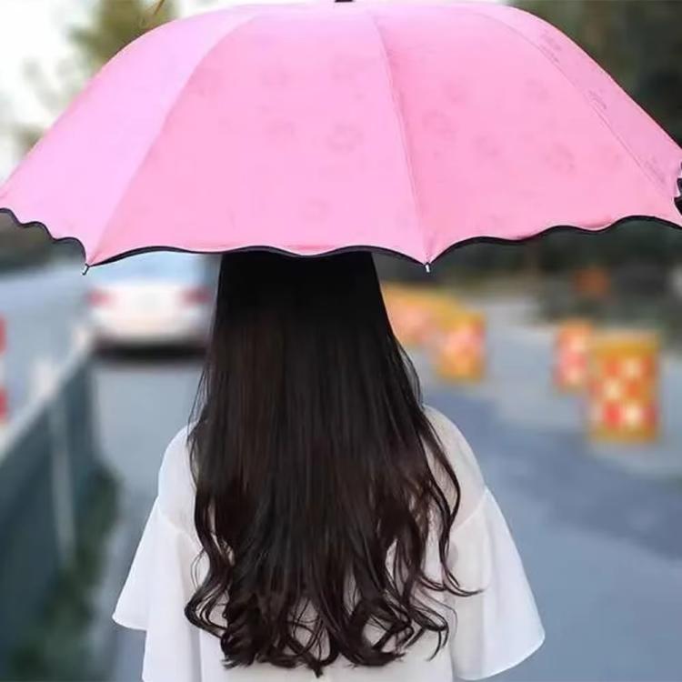 Three-fold Thickened Black Vinyl Sunshade Umbrella Blooms When Wet For Both Sunny and Rainy Days