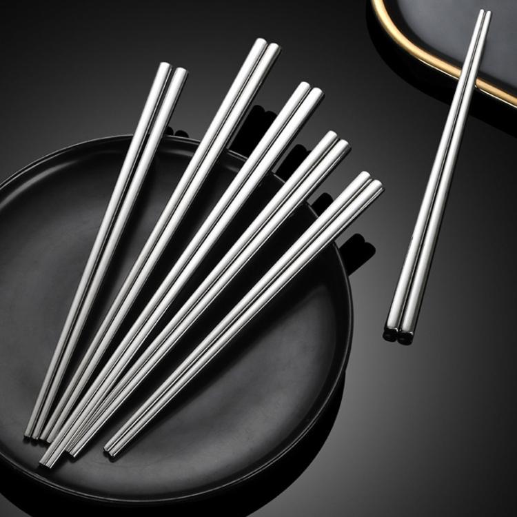304 Stainless Steel Food-Grade Tableware, LsCook 24cm Square Chopsticks, LsCook 24cm Square Chopsticks+No. 1 Pointed Spoon
