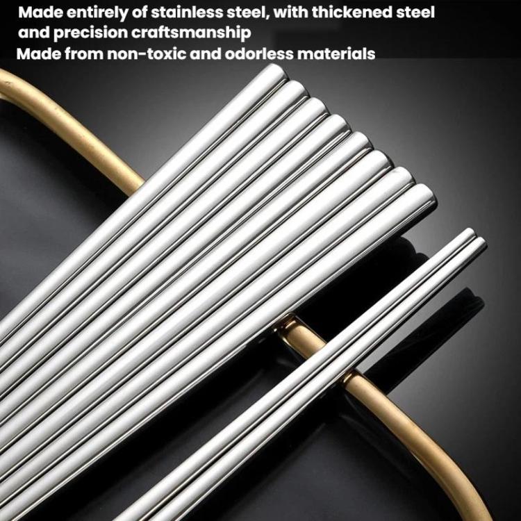 304 Stainless Steel Food-Grade Tableware, LsCook 24cm Square Chopsticks, LsCook 24cm Square Chopsticks+No. 1 Pointed Spoon