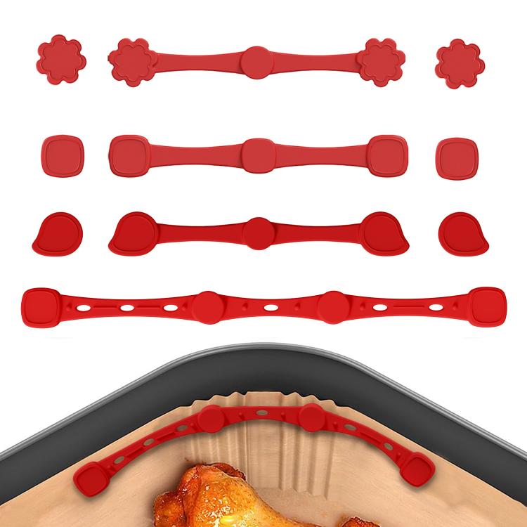 Magnetic Silicone Buckle for Air Fryer Parchment Paper Heat Resistant Liner Clips, Flower Red, Flower Black, Flower Gray, Square Red, Square Black, Square Gray, Teardrop Gray, Teardrop Black, Teardrop Red, Extended Red, Extended Black, Extended Gray