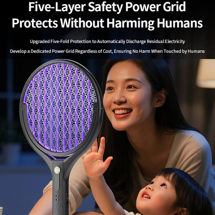 Retractable & Rotatable Electric Mosquito Racket Household Mosquito Zapper With Light & Auto Lure Function, XH-57