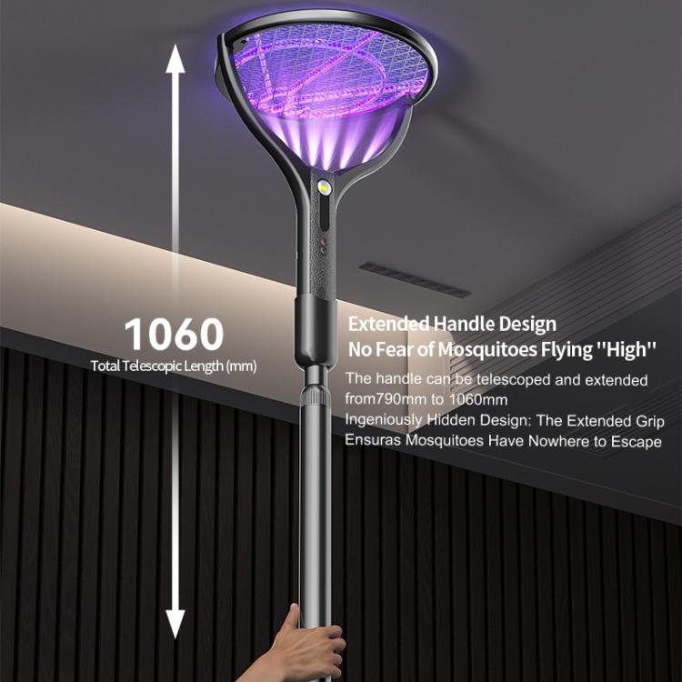 Retractable & Rotatable Electric Mosquito Racket Household Mosquito Zapper With Light & Auto Lure Function, XH-57