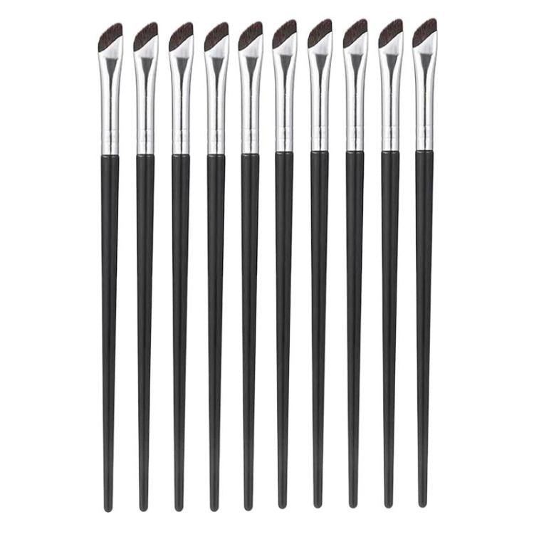 10pcs Angled Ultra-Fine Eyeliner Brush Aegyo-Sal Detail Makeup Brush, Sickle Black, Sickle Brown, Blade
