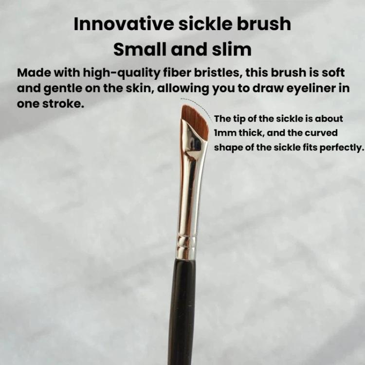 10pcs Angled Ultra-Fine Eyeliner Brush Aegyo-Sal Detail Makeup Brush, Sickle Black, Sickle Brown, Blade