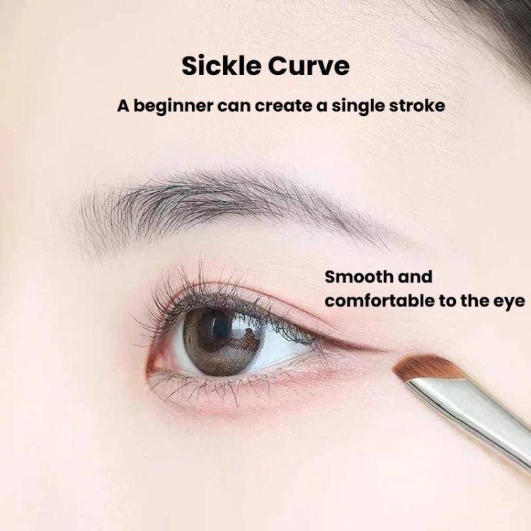 10pcs Angled Ultra-Fine Eyeliner Brush Aegyo-Sal Detail Makeup Brush, Sickle Black, Sickle Brown, Blade
