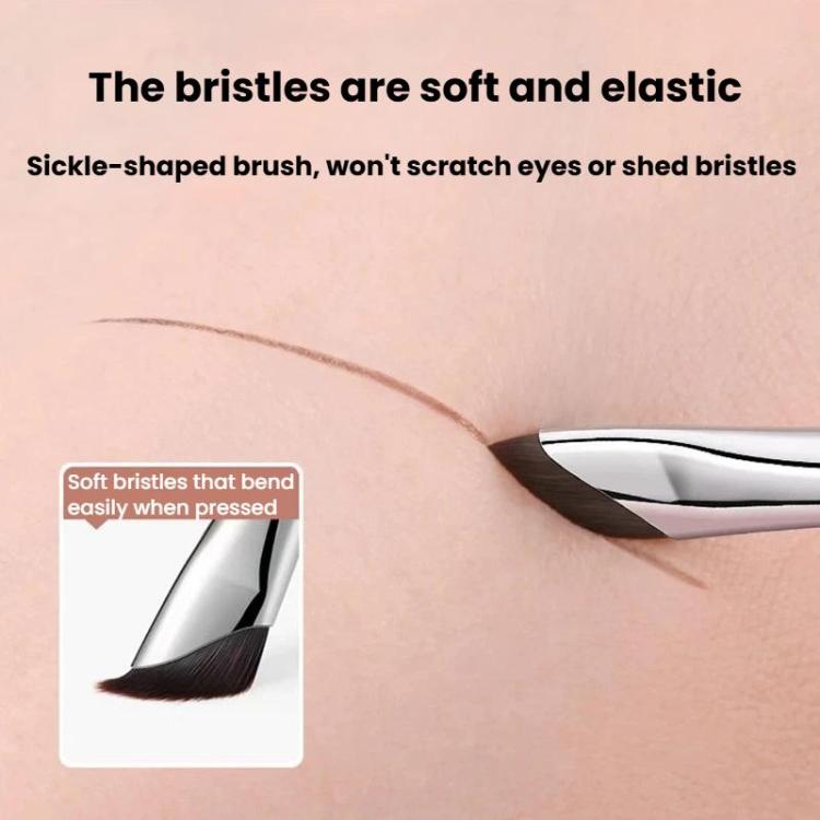 10pcs Angled Ultra-Fine Eyeliner Brush Aegyo-Sal Detail Makeup Brush, Sickle Black, Sickle Brown, Blade
