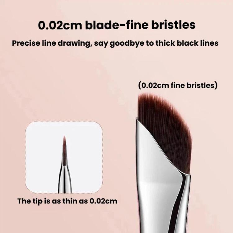 10pcs Angled Ultra-Fine Eyeliner Brush Aegyo-Sal Detail Makeup Brush, Sickle Black, Sickle Brown, Blade