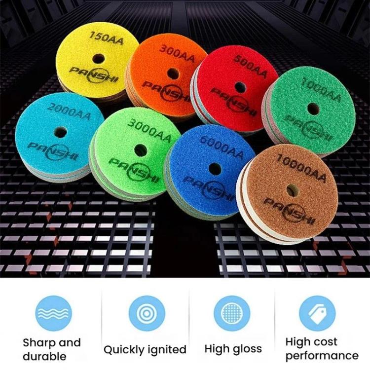 PANSHI Sponge Fiber Marble Wet Polishing Pad Thickened Stone Grinding Pad, 3 inch 80mm 150AA, 3 inch 80mm 300AA, 3 inch 80mm 500AA, 3 inch 80mm 1000AA, 3 inch 80mm 2000AA, 3 inch 80mm 3000AA, 3 inch 80mm 6000AA, 3 inch 80mm 10000AA, 4 inch 100mm 150AA ...