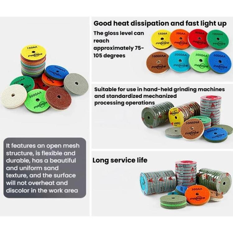 PANSHI Sponge Fiber Marble Wet Polishing Pad Thickened Stone Grinding Pad, 3 inch 80mm 150AA, 3 inch 80mm 300AA, 3 inch 80mm 500AA, 3 inch 80mm 1000AA, 3 inch 80mm 2000AA, 3 inch 80mm 3000AA, 3 inch 80mm 6000AA, 3 inch 80mm 10000AA, 4 inch 100mm 150AA ...