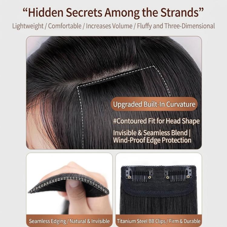Seamless Hair Topper for Volume Invisible Mini Hair Extension Clip in Hairpieces for Women, 10cm Natural Black, 10cm Brown Black, 10cm Deep Brown, 10cm Light Brown, 20cm Natural Black, 20cm Brown Black, 20cm Deep Brown, 20cm Light Brown                ...