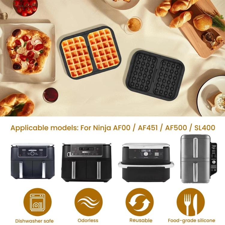 Air Fryer Waffle Mold Baking Pan Silicone Liner For Ninja AF400 / AF451 / AF500 / SL400 Models