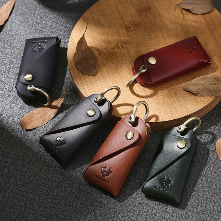 HUMERPAUL HU114 Vintage Leather Buckle Key Pouch Waist-Wearable Multi-Functional Metal Keyring
