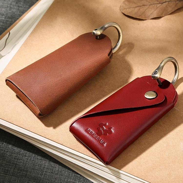 HUMERPAUL HU114 Vintage Leather Buckle Key Pouch Waist-Wearable Multi-Functional Metal Keyring