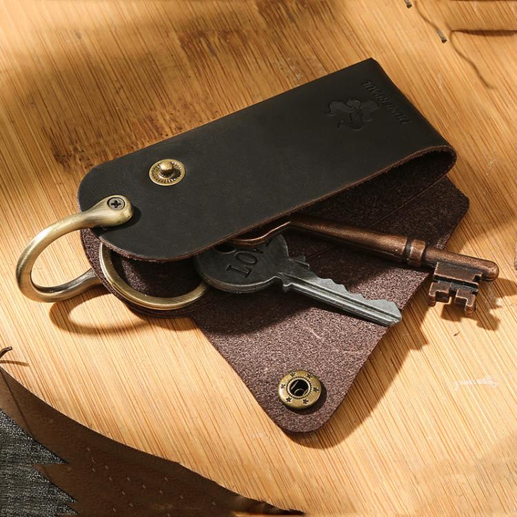 HUMERPAUL HU114 Vintage Leather Buckle Key Pouch Waist-Wearable Multi-Functional Metal Keyring