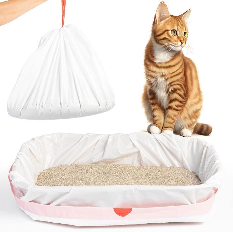 Drawstring Cat Litter Box Liners Kitty Litter Bags Scratch-Resistant Waste Bags With Easy-Pull Handles, 20 Counts 45x32cm, 20 Counts 55x30cm, 20 Counts 65x40cm, 20 Counts 69x40cm, 10 Counts 74x45cm, 10 Counts 79x45cm, 10 Counts 84x45cm