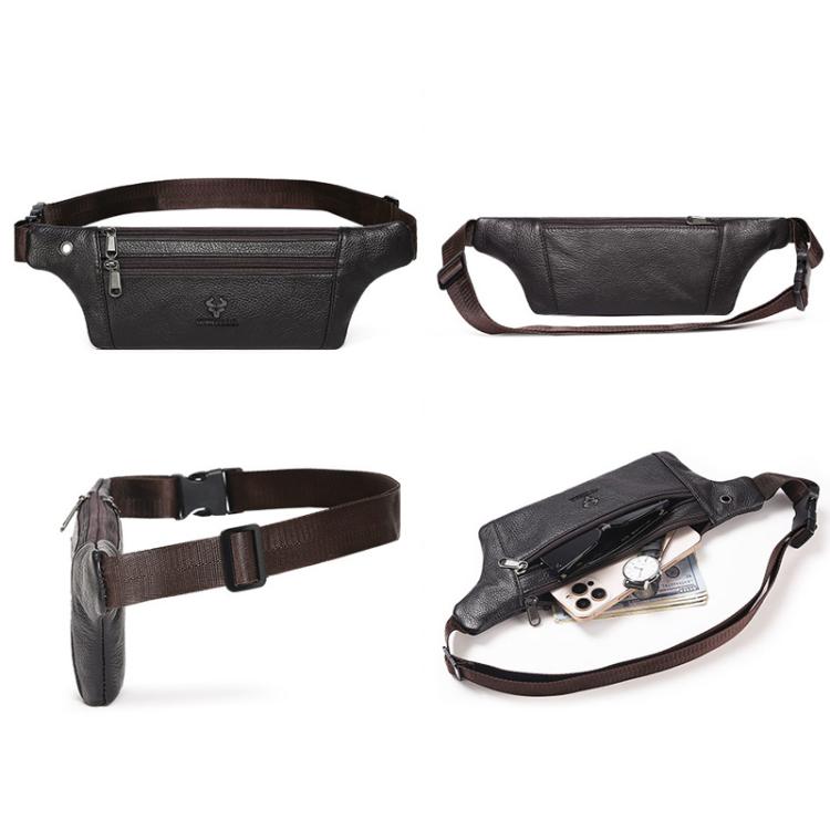 HUMERPAUL MH483 Men Leather Waist Bag Multifunctional Casual Crossbody Bag