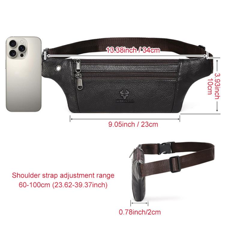 HUMERPAUL MH483 Men Leather Waist Bag Multifunctional Casual Crossbody Bag