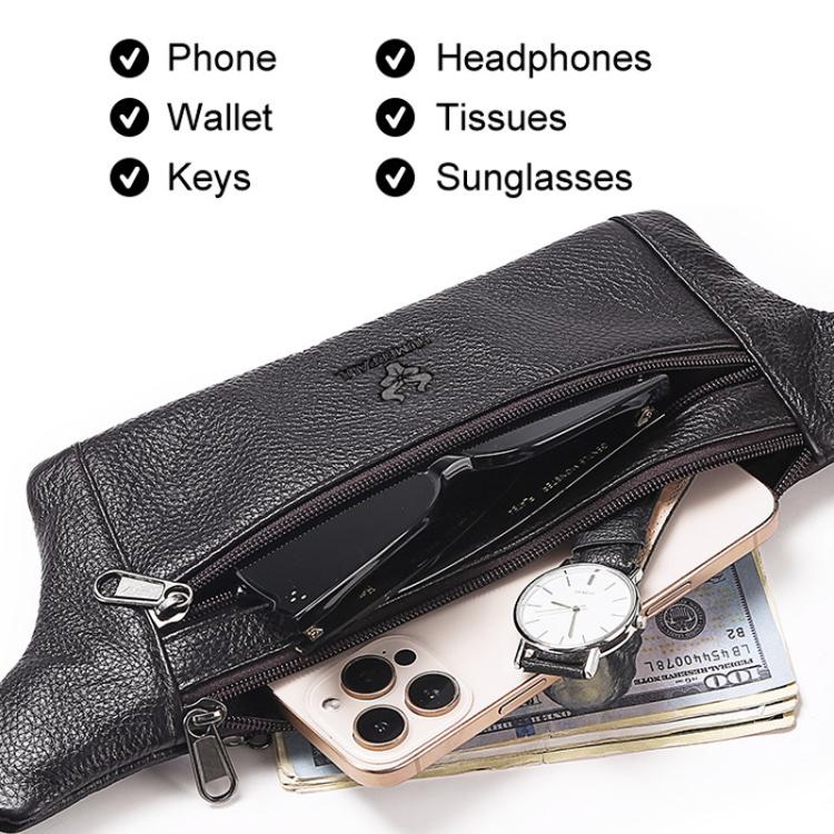 HUMERPAUL MH483 Men Leather Waist Bag Multifunctional Casual Crossbody Bag