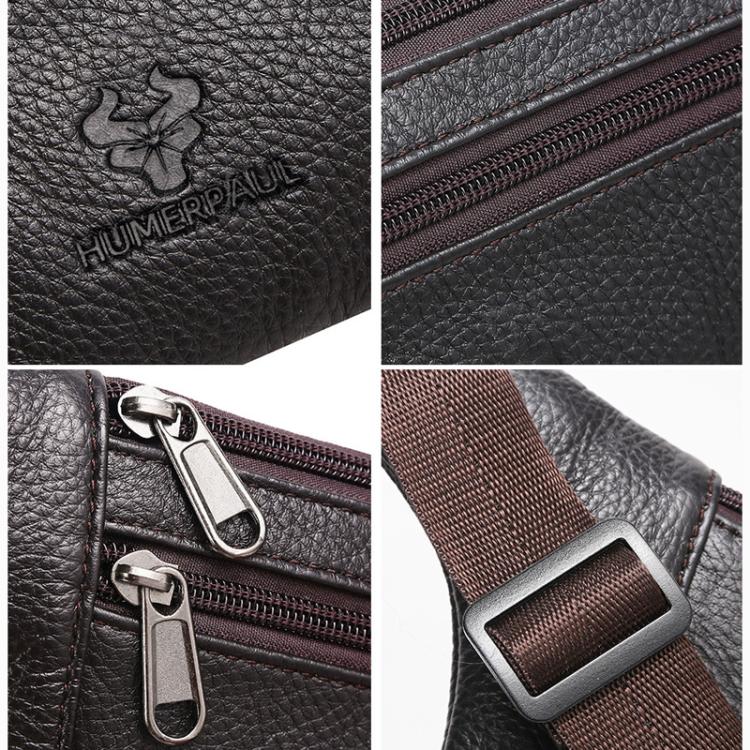 HUMERPAUL MH483 Men Leather Waist Bag Multifunctional Casual Crossbody Bag