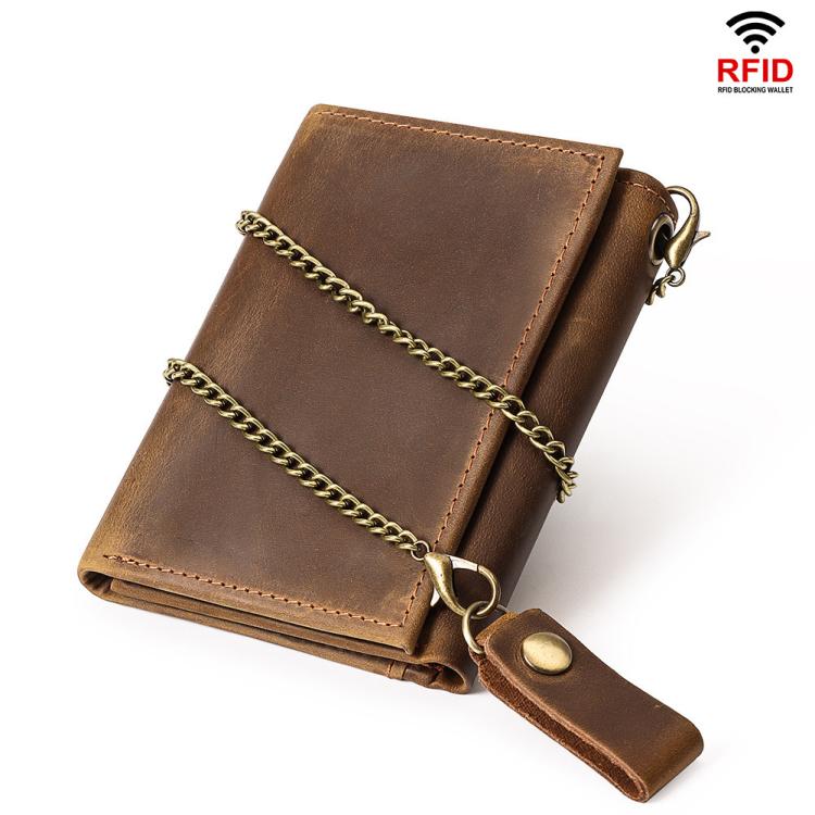 HUMERPAUL BP666 Men Leather Anti-Skimming Wallet Vintage Coin Purse Tri-fold Casual Card Holder
