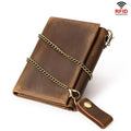 HUMERPAUL BP666 Men Leather Anti-Skimming Wallet Vintage Coin Purse Tri-fold Casual Card Holder