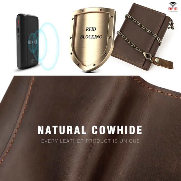 HUMERPAUL BP666 Men Leather Anti-Skimming Wallet Vintage Coin Purse Tri-fold Casual Card Holder