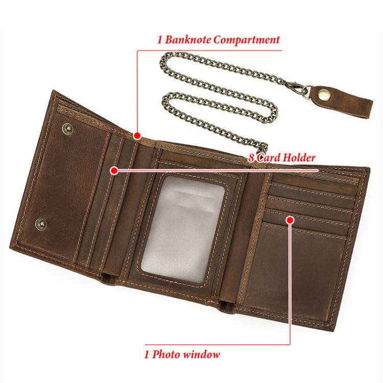 HUMERPAUL BP666 Men Leather Anti-Skimming Wallet Vintage Coin Purse Tri-fold Casual Card Holder