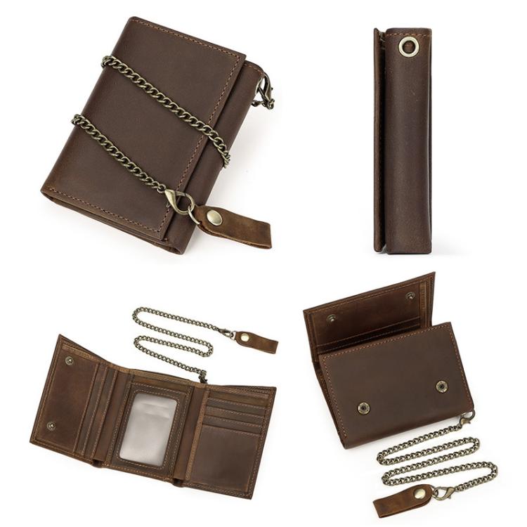 HUMERPAUL BP666 Men Leather Anti-Skimming Wallet Vintage Coin Purse Tri-fold Casual Card Holder