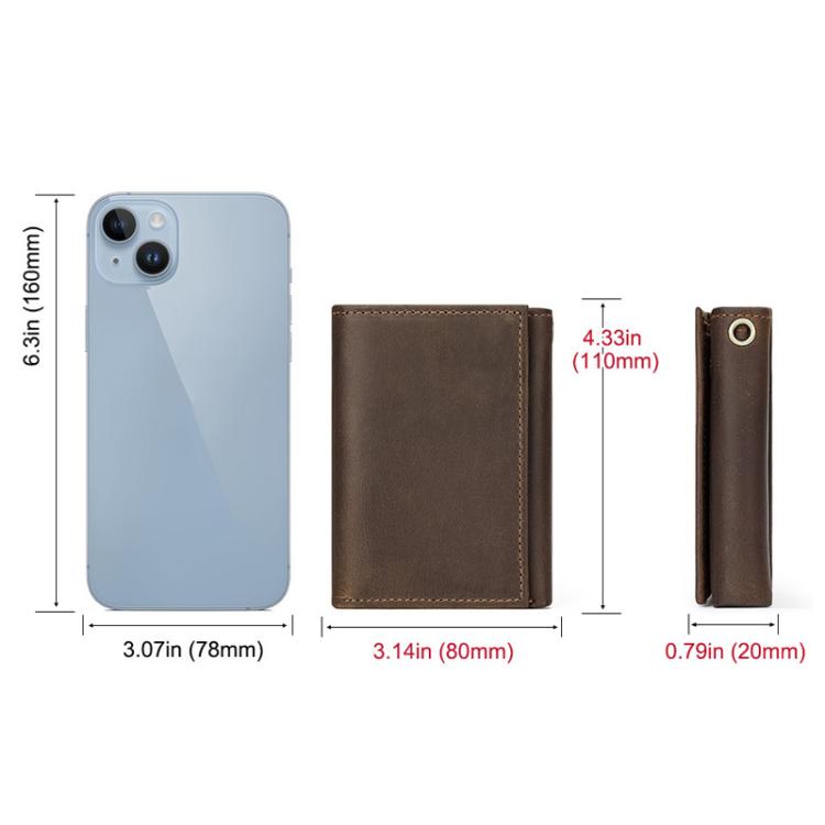 HUMERPAUL BP666 Men Leather Anti-Skimming Wallet Vintage Coin Purse Tri-fold Casual Card Holder